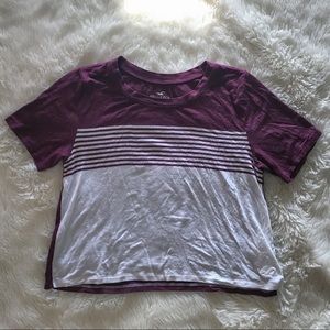 Hollister burgundy striped tee